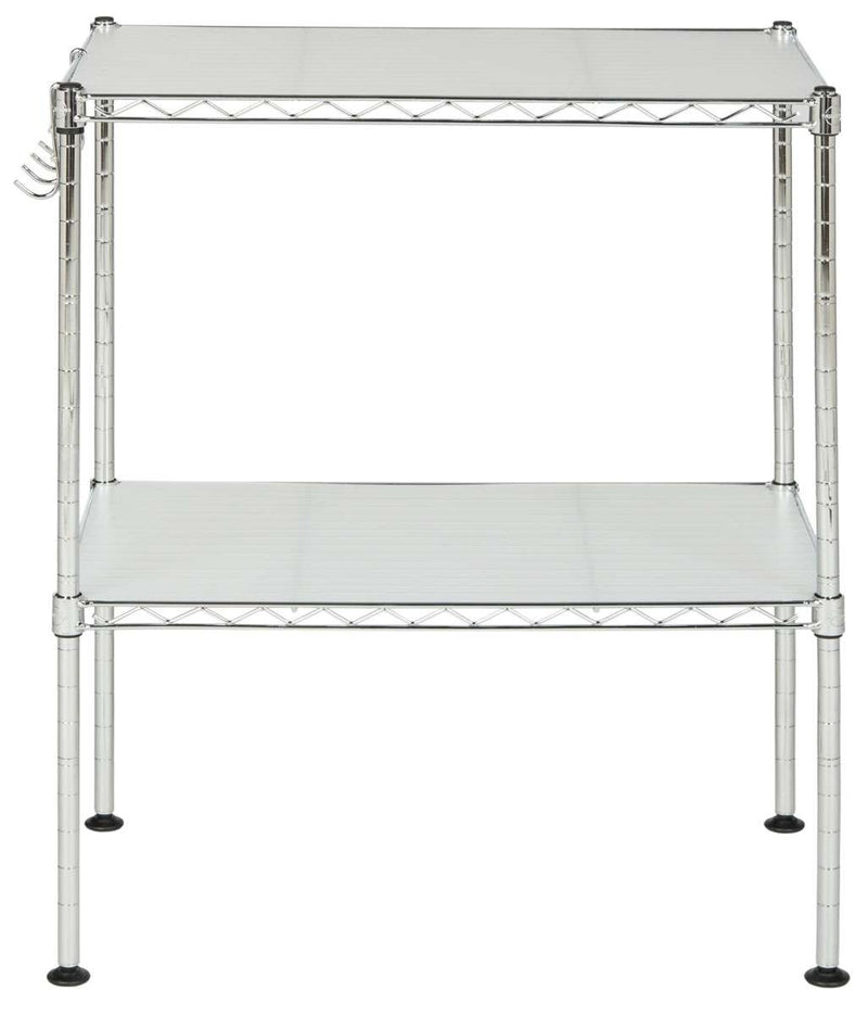 Safavieh Lucien 2 Tier Chrome Wire Microwave Rack (19.7 In. W X 11.8 In. D X 23.6 In. H) - Chrome | Shelves & Shelving Units | Modishstore