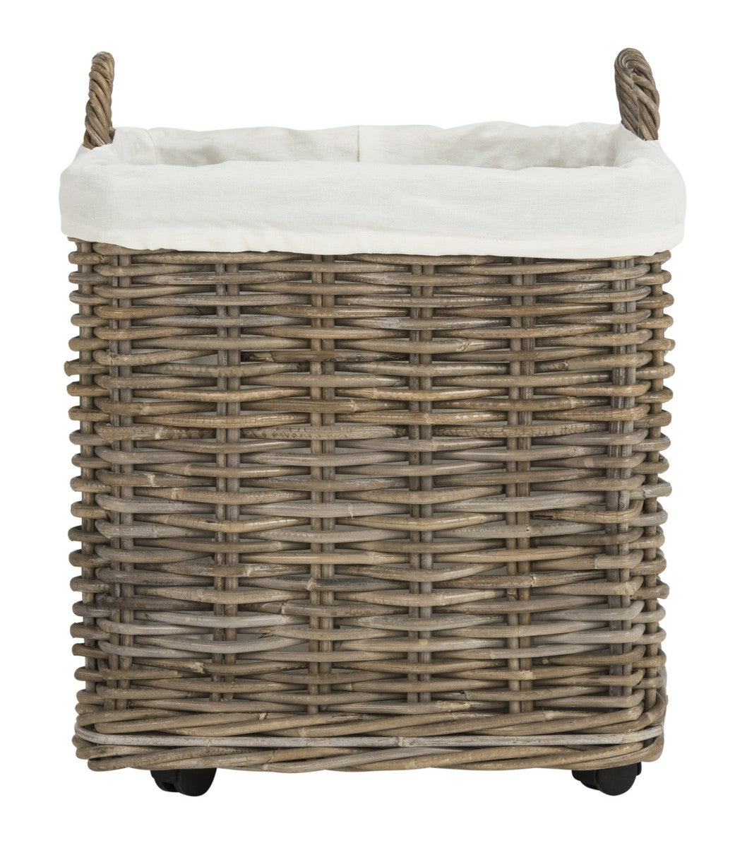 Safavieh Amari Rattan Square Set Of 2 Baskets With Wheels | Bins, Baskets & Buckets | Modishstore - 1