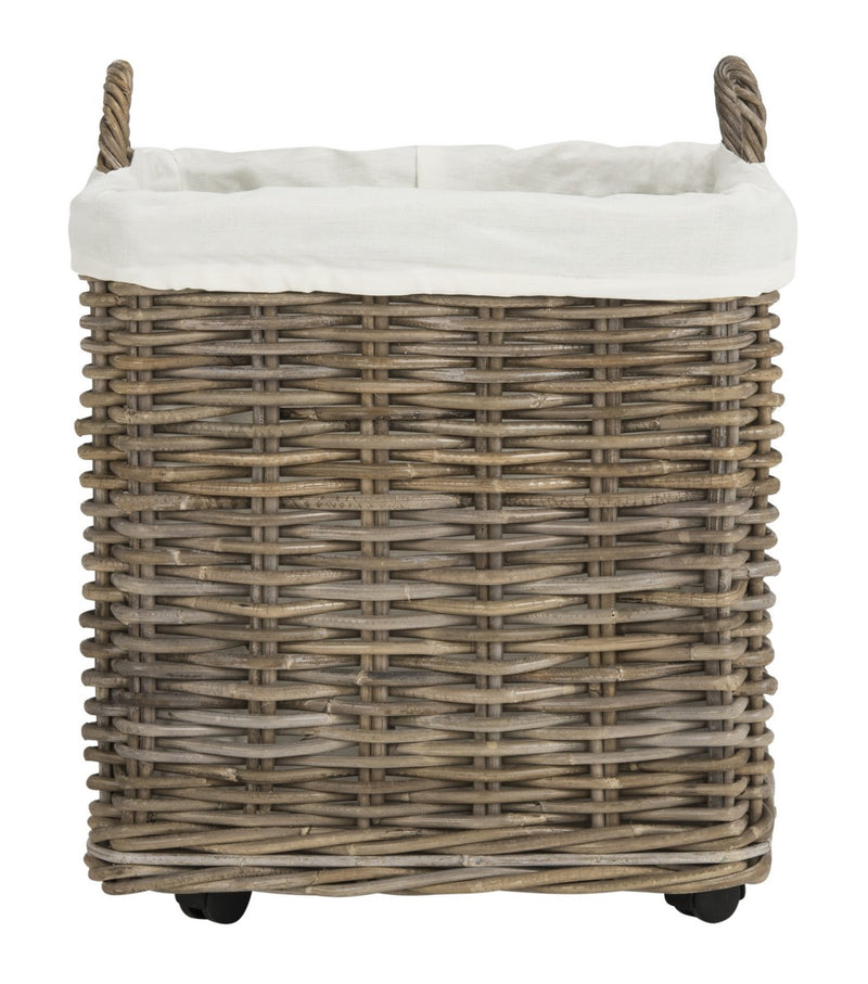 Safavieh Amari Rattan Square Set Of 2 Baskets With Wheels | Bins, Baskets & Buckets | Modishstore - 1