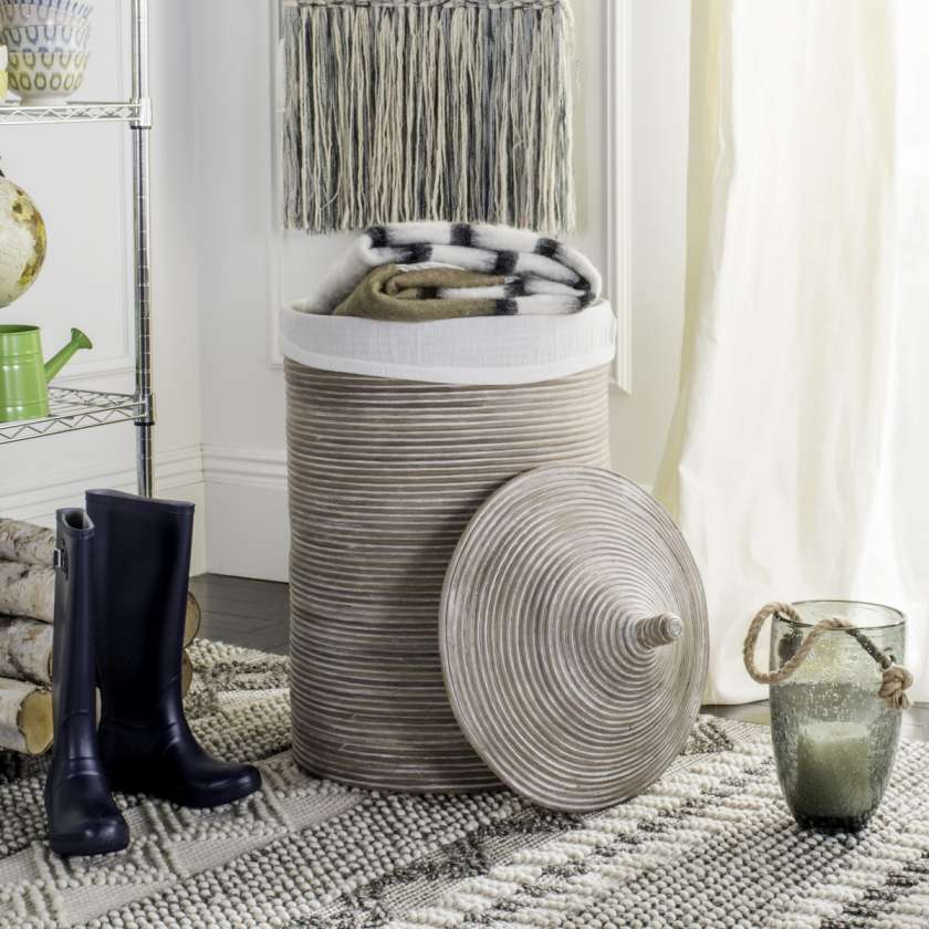 Safavieh Wellington Rattan Storage Hamper With Liner | Bins, Baskets & Buckets | Modishstore - 7