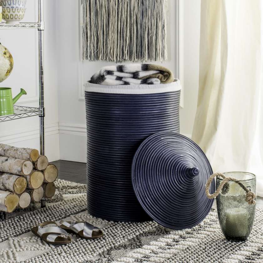 Safavieh Wellington Rattan Storage Hamper With Liner | Bins, Baskets & Buckets | Modishstore - 6