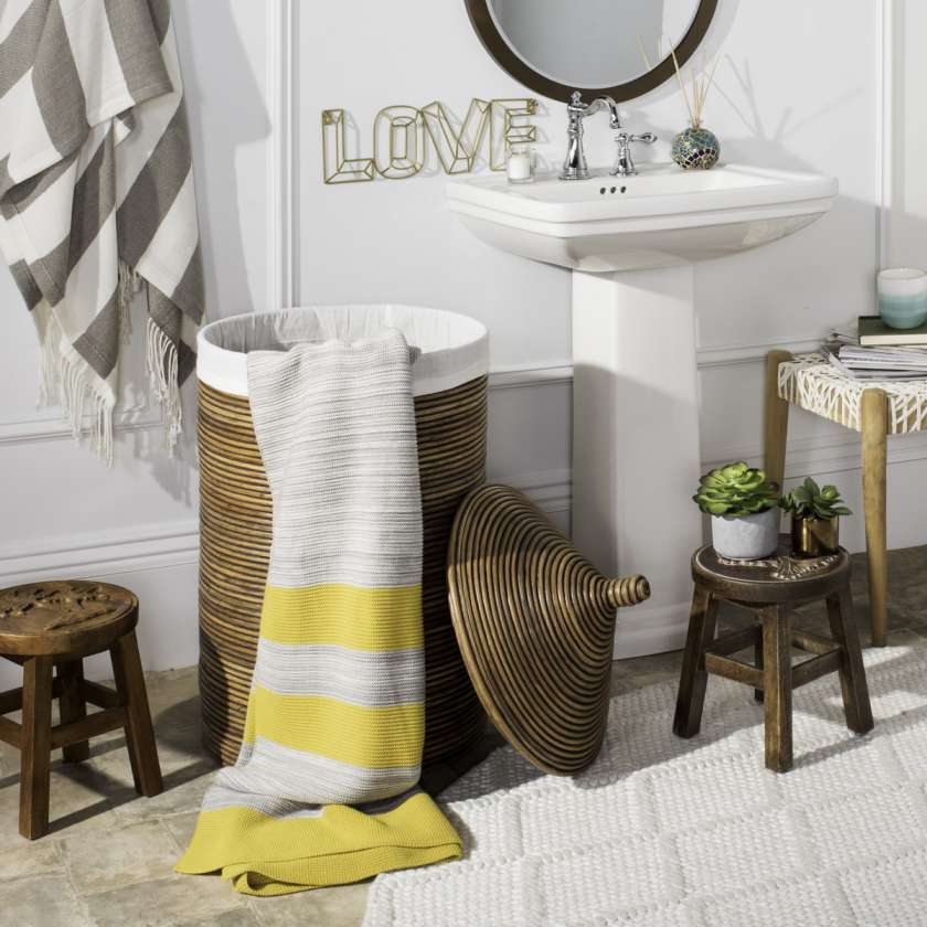 Safavieh Wellington Rattan Storage Hamper With Liner | Bins, Baskets & Buckets | Modishstore - 8