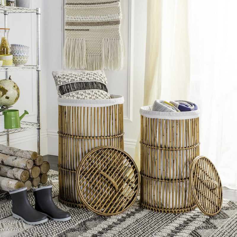 Safavieh Libby Rattan Storage Hamper With Liner | Bins, Baskets & Buckets | Modishstore - 2