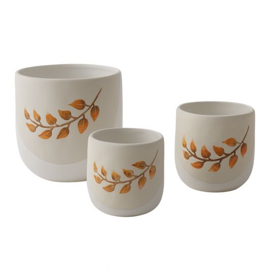 Harvest Ceramic Pot Set Of 3 By Accent Decor | Planters, Troughs & Cachepots | Modishstore - 6