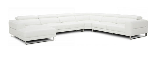 Divani Casa Hawkey - Contemporary White Full Leather LAF Chaise Sectional | Modishstore | Sofas