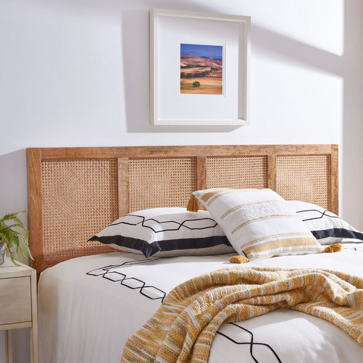 Safavieh Vienna Cane Headboard King Size - Natural | Headboards | Modishstore