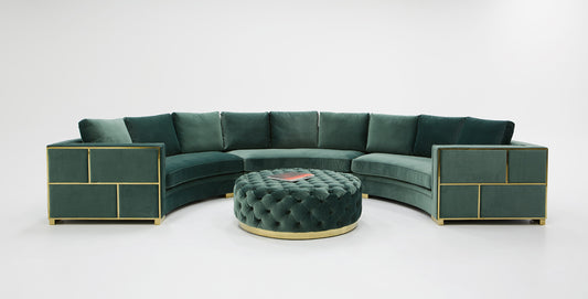 Divani Casa Ritner Modern Green Velvet Circular Sectional Sofa | Sofas | Modishstore