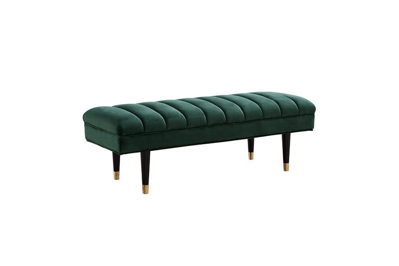 Divani Casa Ritner Modern Green Velvet Bench | Modishstore | Accent Chairs