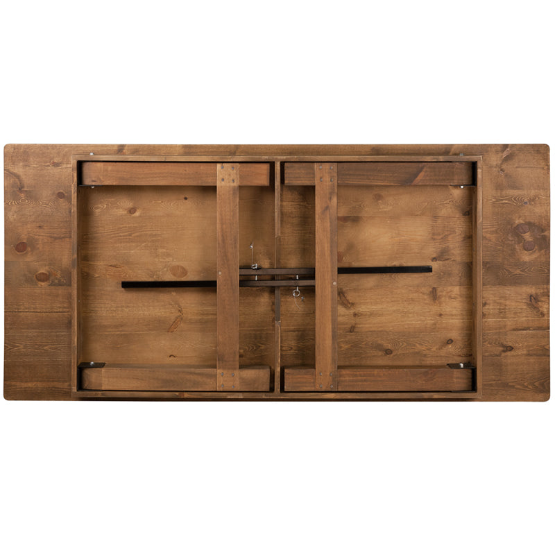 Flash Furniture Hercules Series Antique Rustic Solid Pine Folding Farm Table | Dining Tables | Modishstore-8