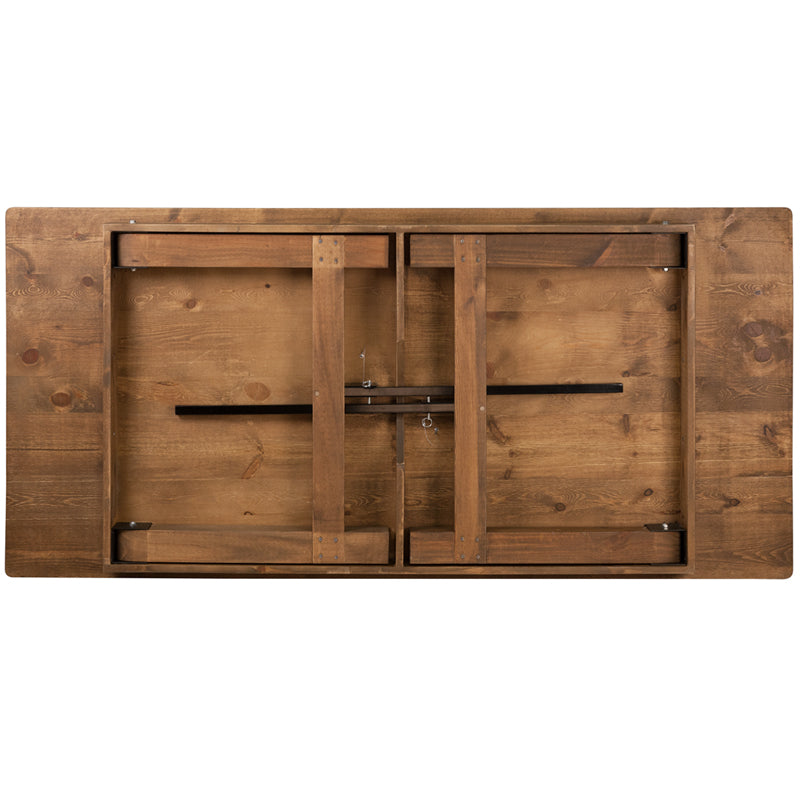 Flash Furniture Hercules Series Antique Rustic Solid Pine Folding Farm Table | Dining Tables | Modishstore - 8