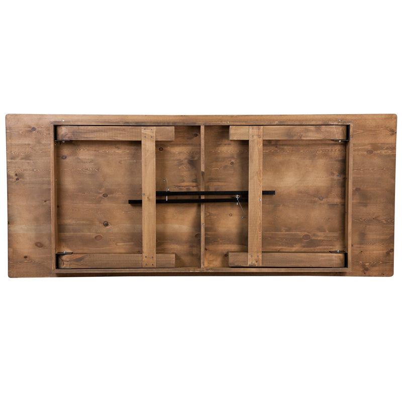 Flash Furniture Hercules Series Antique Rustic Solid Pine Folding Farm Table | Dining Tables | Modishstore - 9