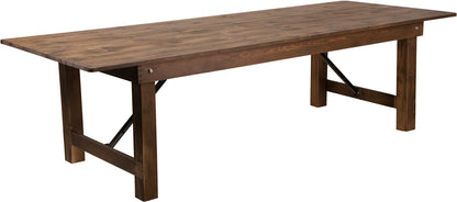 Flash Furniture Hercules Series Antique Rustic Solid Pine Folding Farm Table | Dining Tables | Modishstore - 4