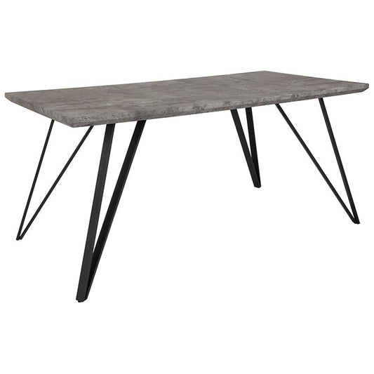 Corinth 31.5" X 63" Rectangular Dining Table In Faux Concrete Finish By Flash Furniture | Dining Tables | Modishstore