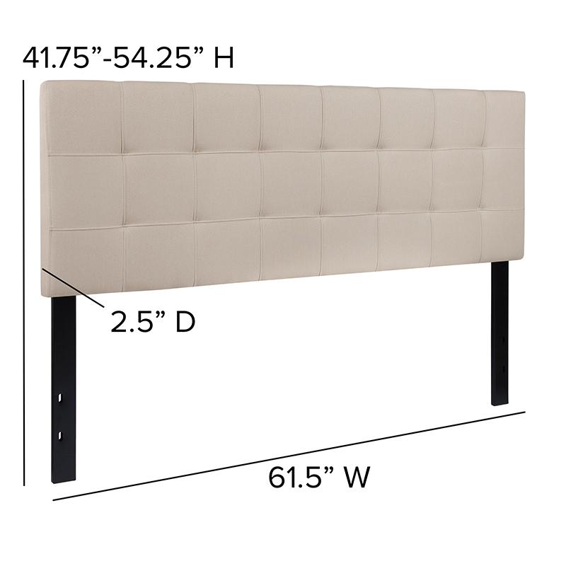 Bedford Tufted Upholstered Queen Size Headboard In Beige Fabric By Flash Furniture | Headboards | Modishstore - 3