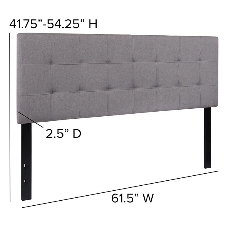 Bedford Tufted Upholstered Queen Size Headboard In Light Gray Fabric By Flash Furniture | Headboards | Modishstore - 3