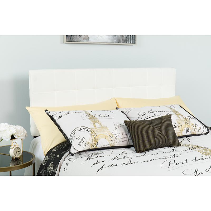 Bedford Tufted Upholstered Twin Size Headboard In White Fabric By Flash Furniture | Headboards | Modishstore - 1