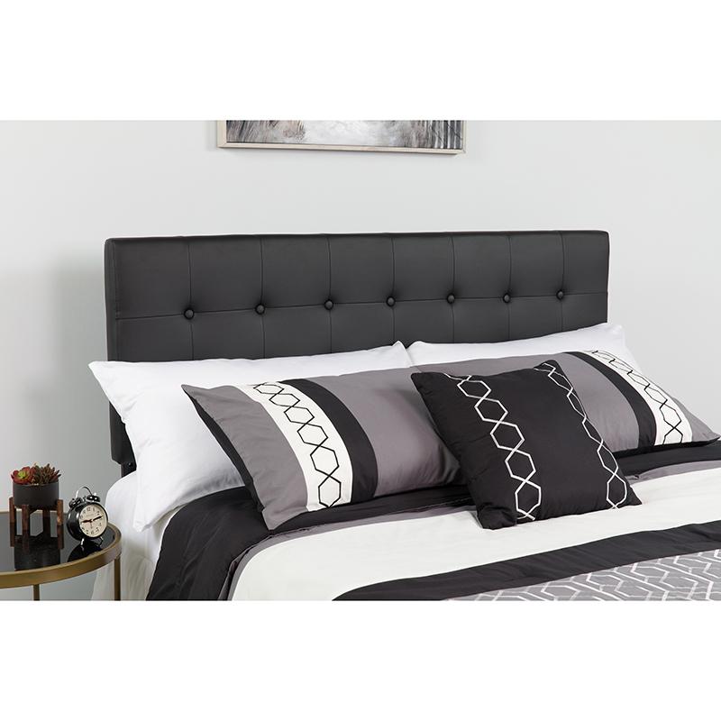 Lennox Tufted Upholstered King Size Headboard In Black Vinyl By Flash Furniture | Headboards | Modishstore - 1