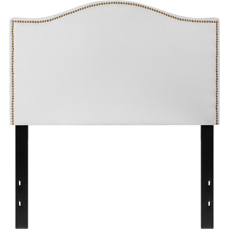 Lexington Upholstered Twin Size Headboard With Accent Nail Trim In White Fabric By Flash Furniture | Headboards | Modishstore - 2
