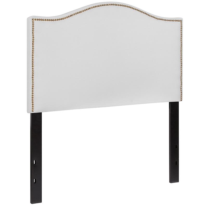 Lexington Upholstered Twin Size Headboard With Accent Nail Trim In White Fabric By Flash Furniture | Headboards | Modishstore - 3