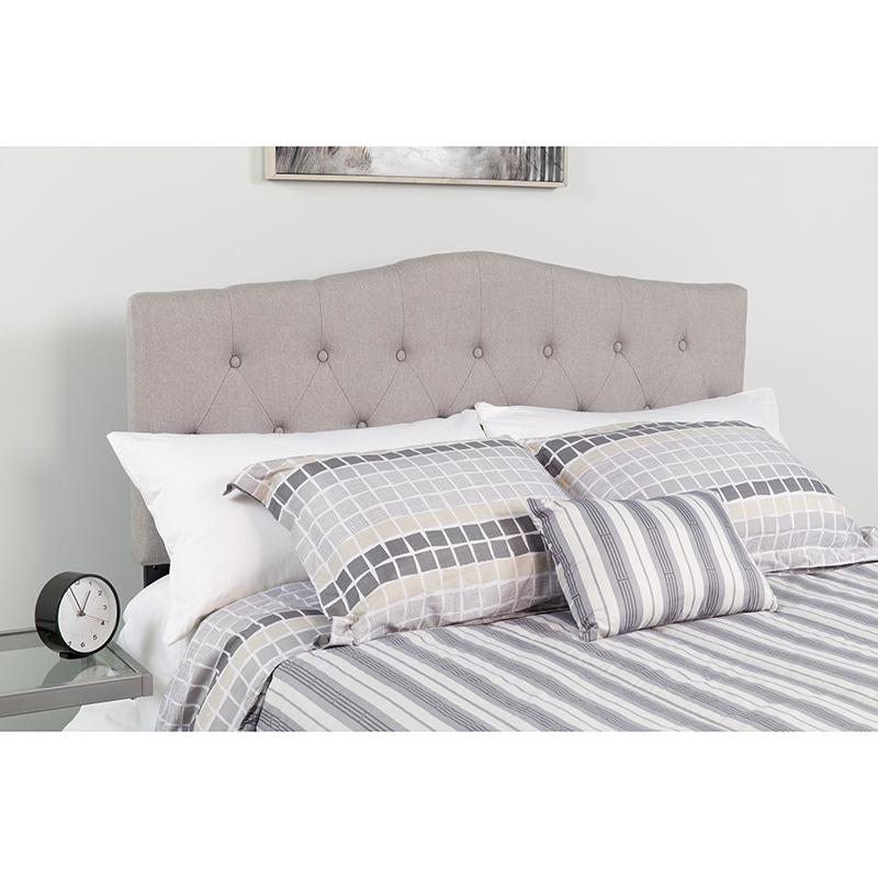 Cambridge Tufted Upholstered King Size Headboard In Light Gray Fabric By Flash Furniture | Headboards | Modishstore - 1