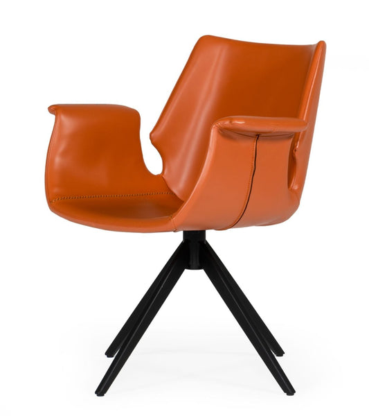 Modrest Hiawatha - Modern Cognac Eco-Leather Dining Chair | Modishstore | Dining Chairs