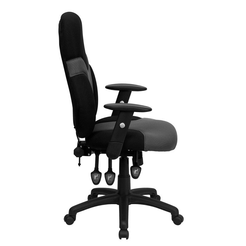 Flash Furniture High Back Ergonomic Black And Gray Mesh Swivel Task Chair With Height Adjustable Arms | Office Chairs | Modishstore - 4