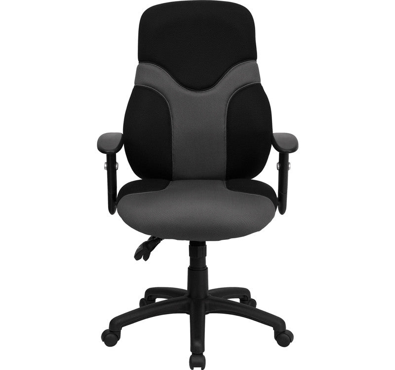Flash Furniture High Back Ergonomic Black And Gray Mesh Swivel Task Chair With Height Adjustable Arms | Office Chairs | Modishstore-2