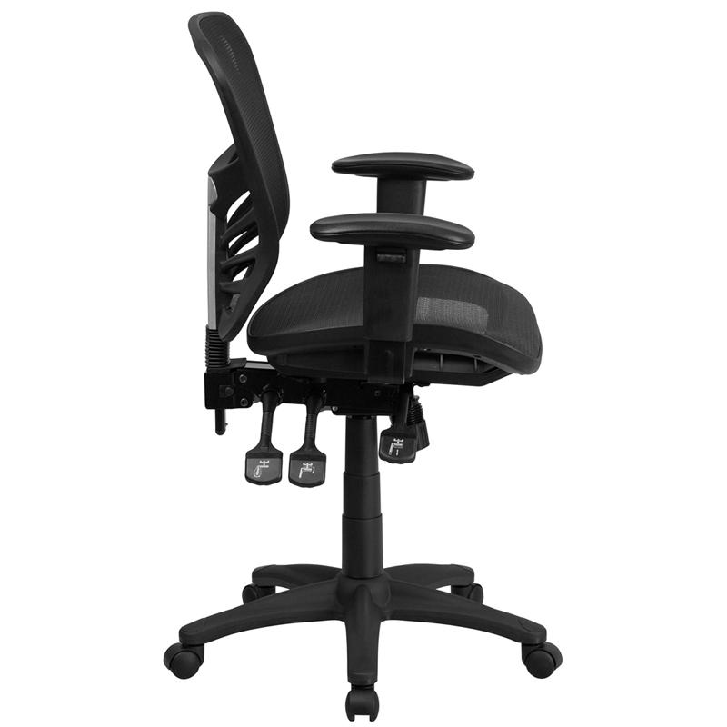 Mid-Back Transparent Black Mesh Multifunction Executive Swivel Ergonomic Office Chair With Adjustable Arms By Flash Furniture | Office Chairs | Modishstore - 2