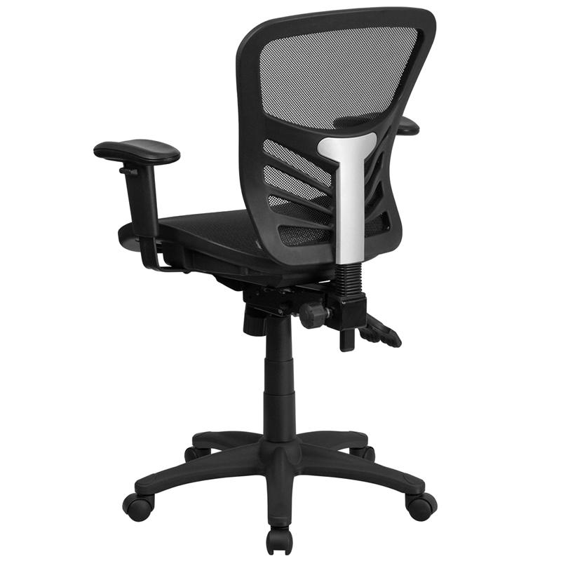 Mid-Back Transparent Black Mesh Multifunction Executive Swivel Ergonomic Office Chair With Adjustable Arms By Flash Furniture | Office Chairs | Modishstore - 3