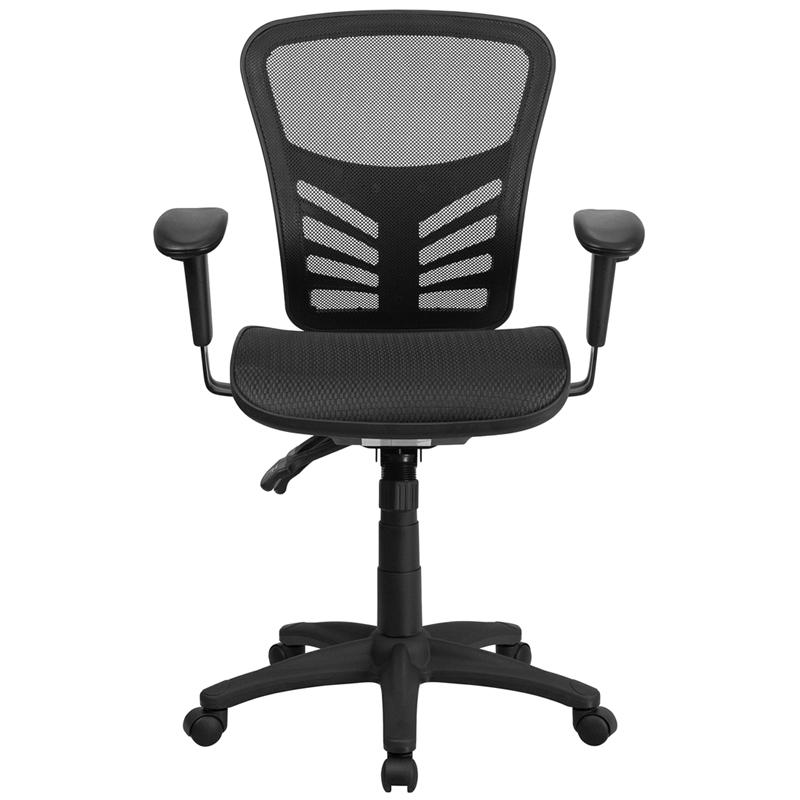 Mid-Back Transparent Black Mesh Multifunction Executive Swivel Ergonomic Office Chair With Adjustable Arms By Flash Furniture | Office Chairs | Modishstore - 4
