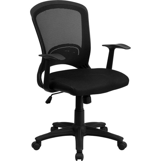 Mid-Back Designer Black Mesh Swivel Task Office Chair With Arms By Flash Furniture | Office Chairs | Modishstore