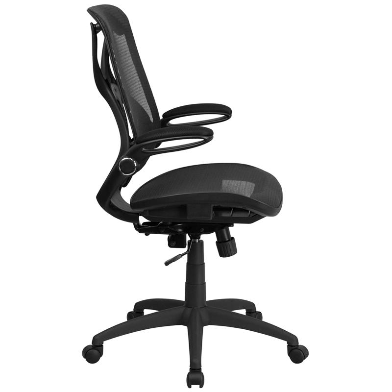 High Back Transparent Black Mesh Executive Ergonomic Office Chair With Adjustable Lumbar, 2-Paddle Control & Flip-Up Arms By Flash Furniture | Office Chairs | Modishstore - 2