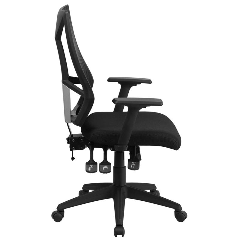 High Back Black Mesh Multifunction Swivel Ergonomic Task Office Chair With Adjustable Arms By Flash Furniture | Office Chairs | Modishstore - 2