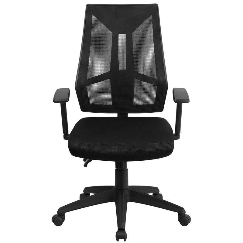 High Back Black Mesh Multifunction Swivel Ergonomic Task Office Chair With Adjustable Arms By Flash Furniture | Office Chairs | Modishstore - 4