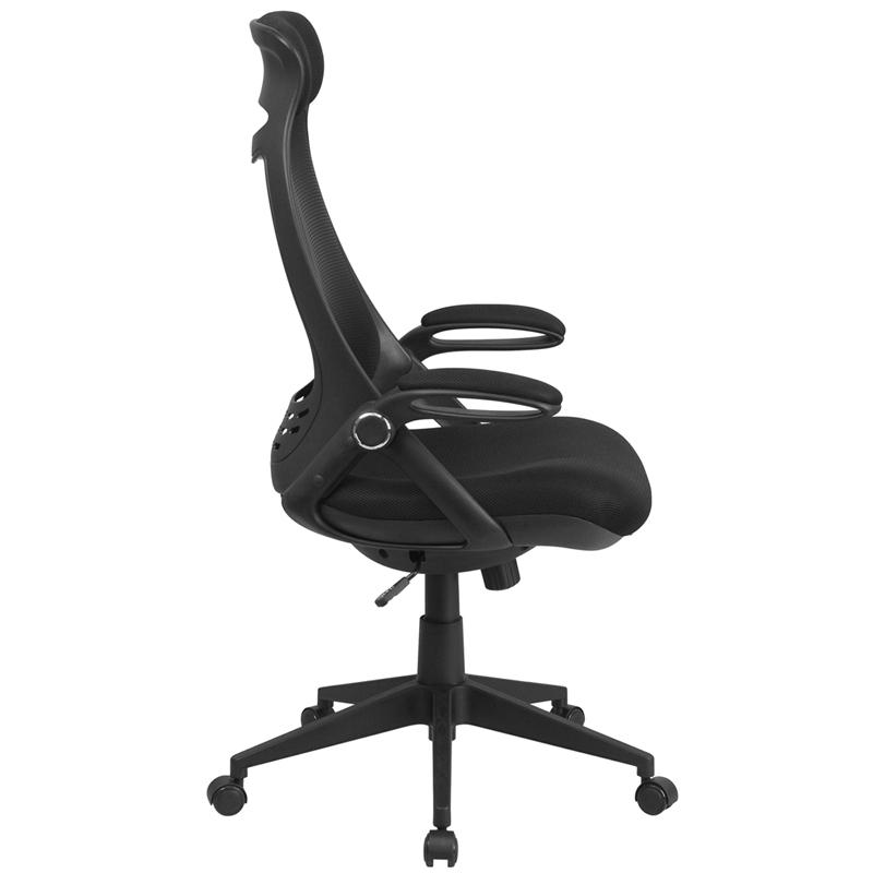 High Back Black Mesh Executive Swivel Office Chair With Flip-Up Arms By Flash Furniture | Office Chairs | Modishstore - 2