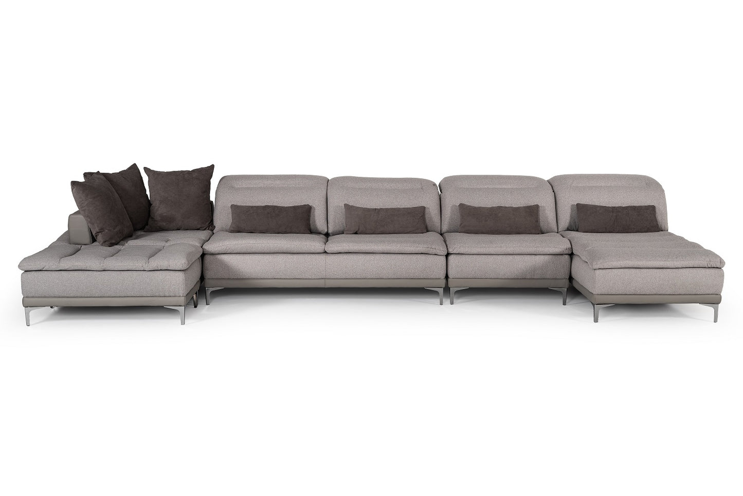 David Ferrari Horizon Modern Grey Fabric & Grey Leather Sectional Sofa-3