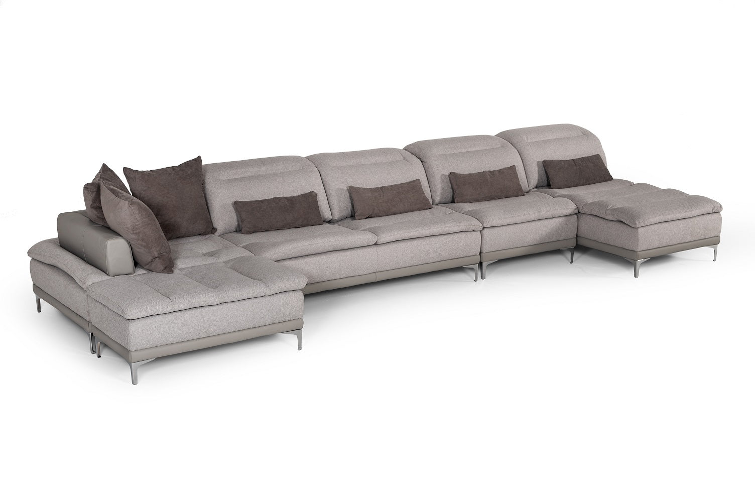 David Ferrari Horizon Modern Grey Fabric & Grey Leather Sectional Sofa-2