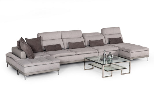 David Ferrari Horizon Modern Grey Fabric & Grey Leather Sectional Sofa | Modishstore | Sofas