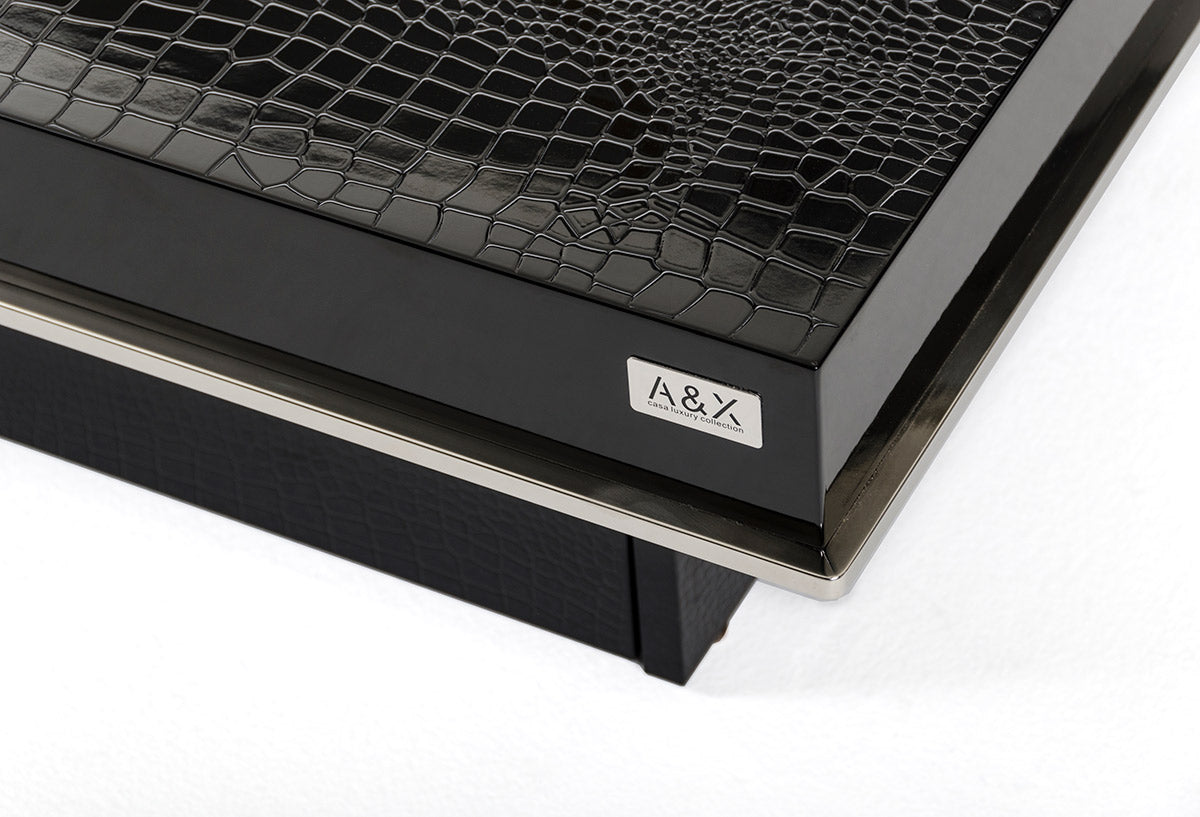 A&X Horizon - Modern Crocodile Black Coffee Table with Pull Out Squares | Coffee Tables | Modishstore - 3