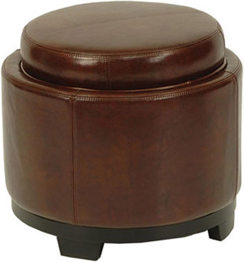 Safavieh Round Storage Tray Ottoman | Ottomans | Modishstore - 4