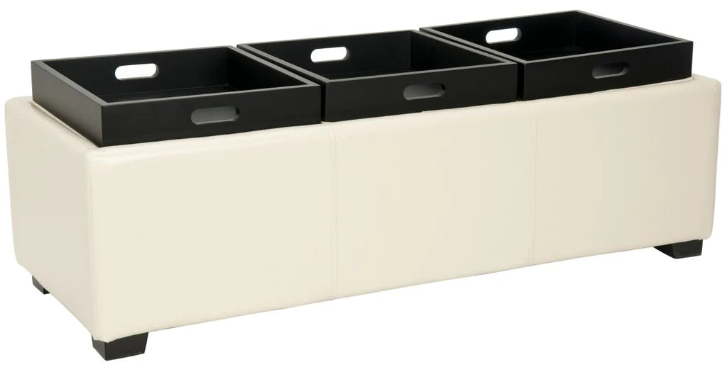 Safavieh Harrison Triple Tray Ottoman - Flat Cream | Ottomans | Modishstore - 4