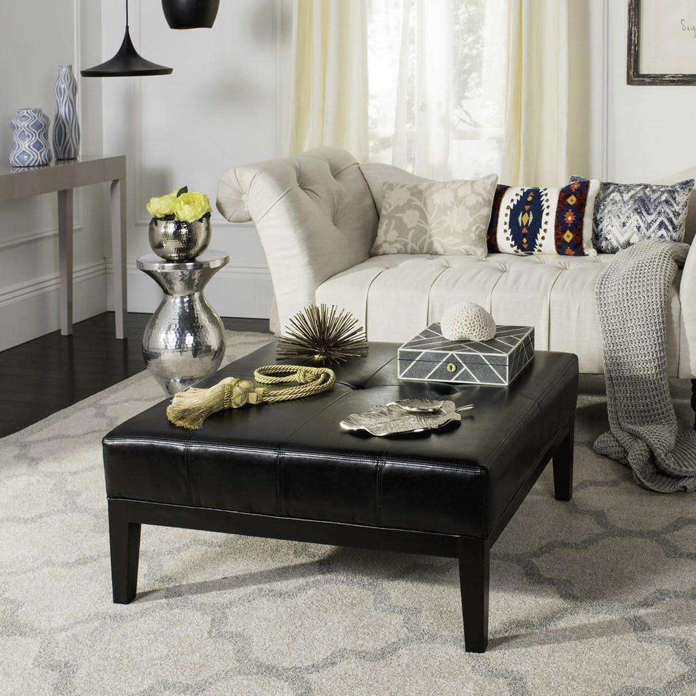 Safavieh Fulton Sqr Cocktail Ottoman Lg - Black | Ottomans | Modishstore - 3