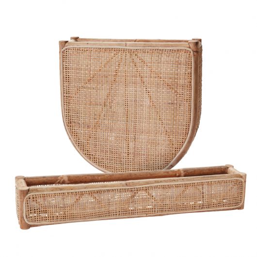 Huxley Woven Cane & Rattan Wall Planter By Accent Decor- 2 Shapes | Planters, Troughs & Cachepots | Modishstore - 5