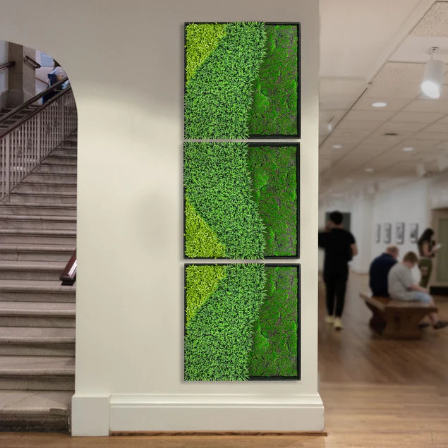Green Wall, "Wave Texture 3" By Gold Leaf Design Group Set Of 3 | Green Wall | Modishstore