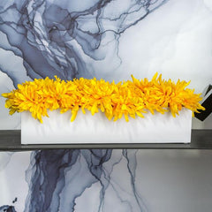 Yellow Mums in Linear Vase By Gold Leaf Design Group