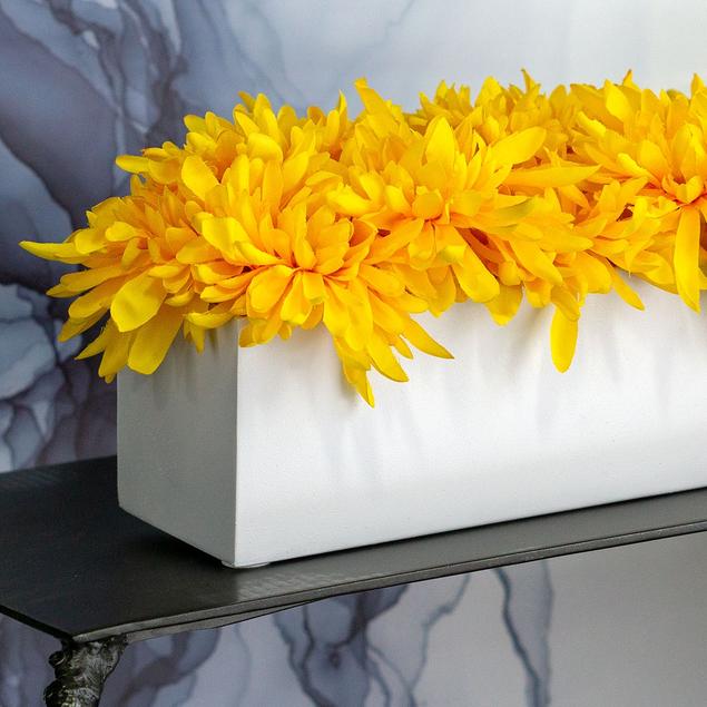 Yellow Mums in Linear Vase By Gold Leaf Design Group | Vases | Modishstore-2
