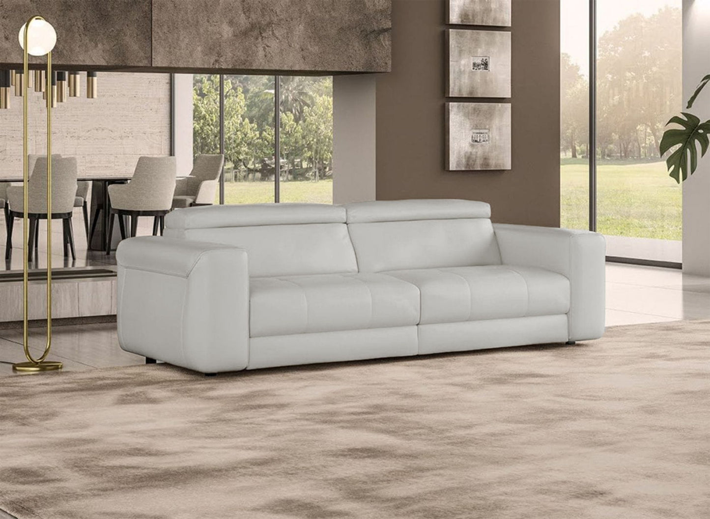 Coronelli Collezioni Icon - Modern Italian Grey Leather Queen Size Sofa Bed-2