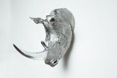 Interior Illusions Plus Silver Rhino Head Taxidermy - 18