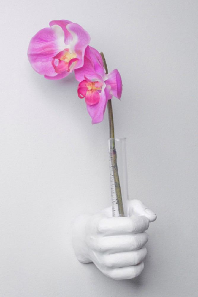 Interior Illusions Plus White Flower Vase Grip Hand - 7" long | Sculptures | Modishstore - 2