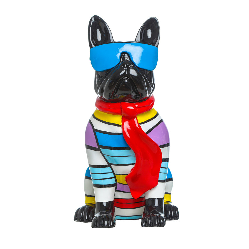 Interior Illusions Plus Stripe Dog with Blue Glasses - 14" tall | Sculptures | Modishstore